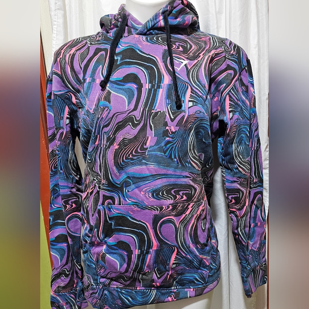 Gymshark Retro Pullover Hooded Sweatshirt Abstract Hoodie Size XS